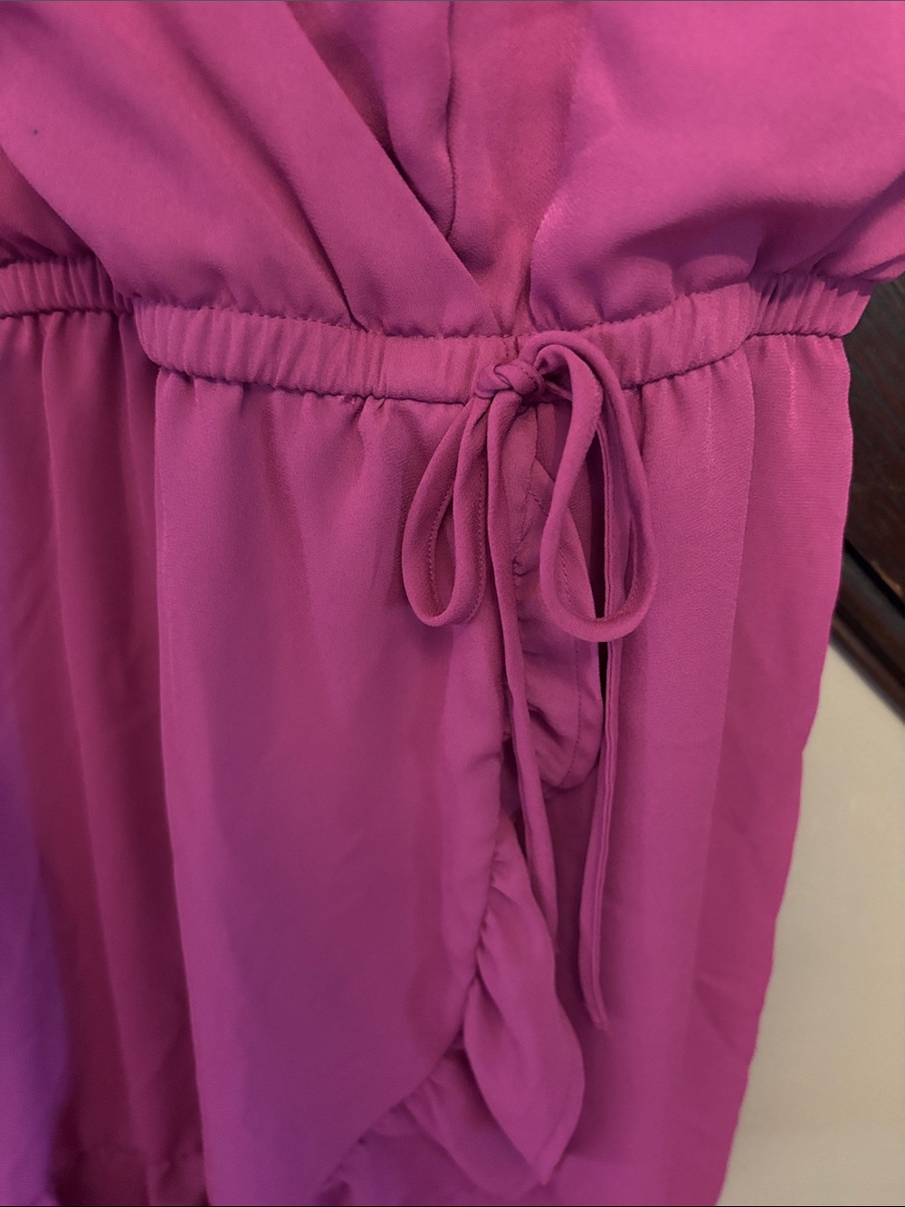 torrid Hot Pink Wrap Romper with Ruffle Detail - Picture 3 of 9